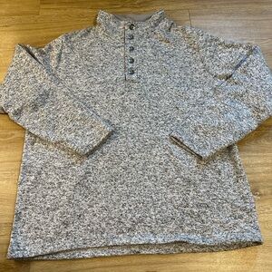 Red Head Pullover Sweater Mens 2XL Gray Henley Mock Neck Fleece Outdoor